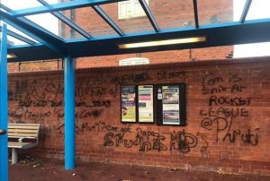 vandalised bus shelters